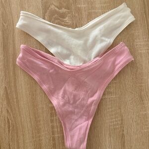 Skims Cotton Jersey Thong Panty Bundle both size small